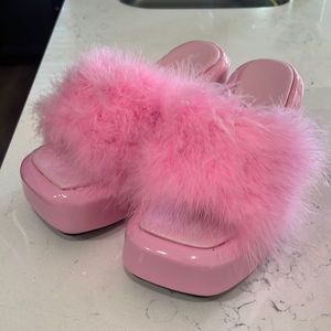 Marabou platform sandals